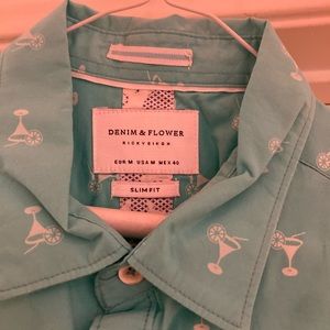 Turquoise men’s martini print shirt